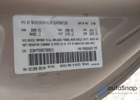 2005 Chrysler Pt Cruiser Gt z USA, uszkodzony, nr VIN 3C3AY75S95T289913